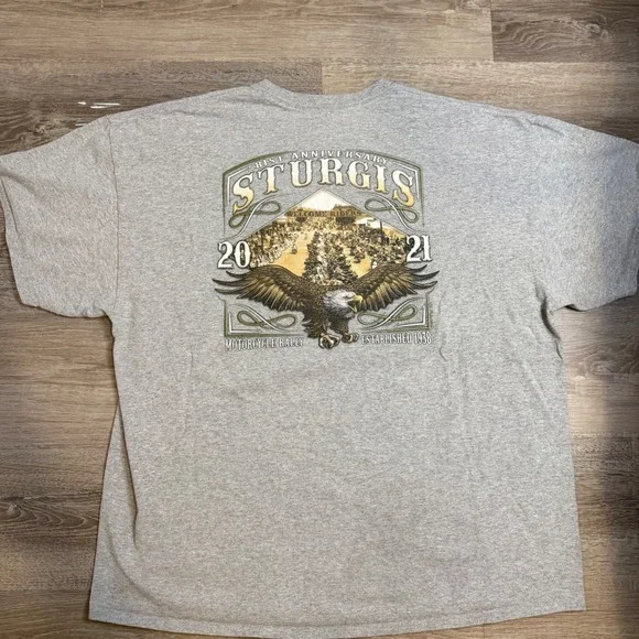 Tom's T's Sturgis 2021 81st Annual Black Hills Motor Classic Gray T-Shirt XL - Picture 2 of 6